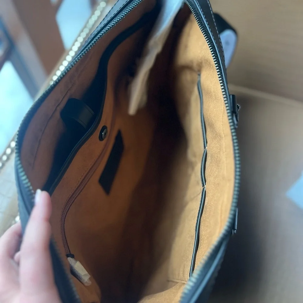 Coach Metropolitan Slim Brief Signature Canvas Crossbody Bag Charcoal MSRP $595